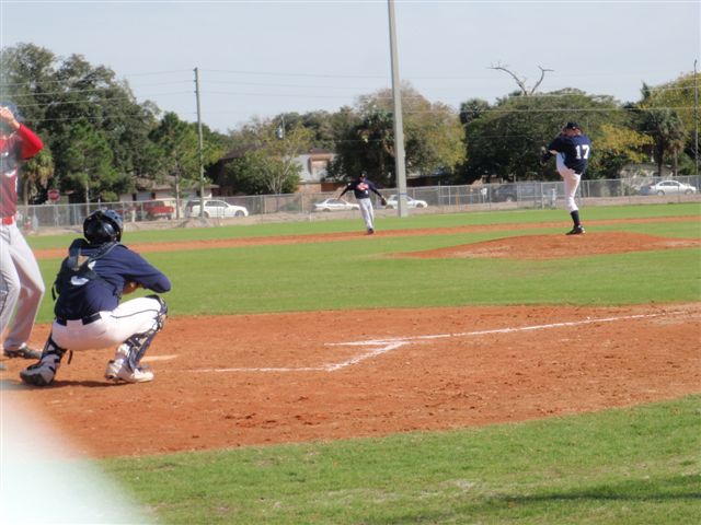 Perfect Game National Underclass Showcase Brett Byrum pitches to Zach Metzger (both Ingram 16U)